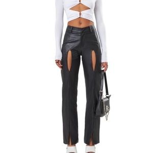 Kript Leather Pants with Cutout